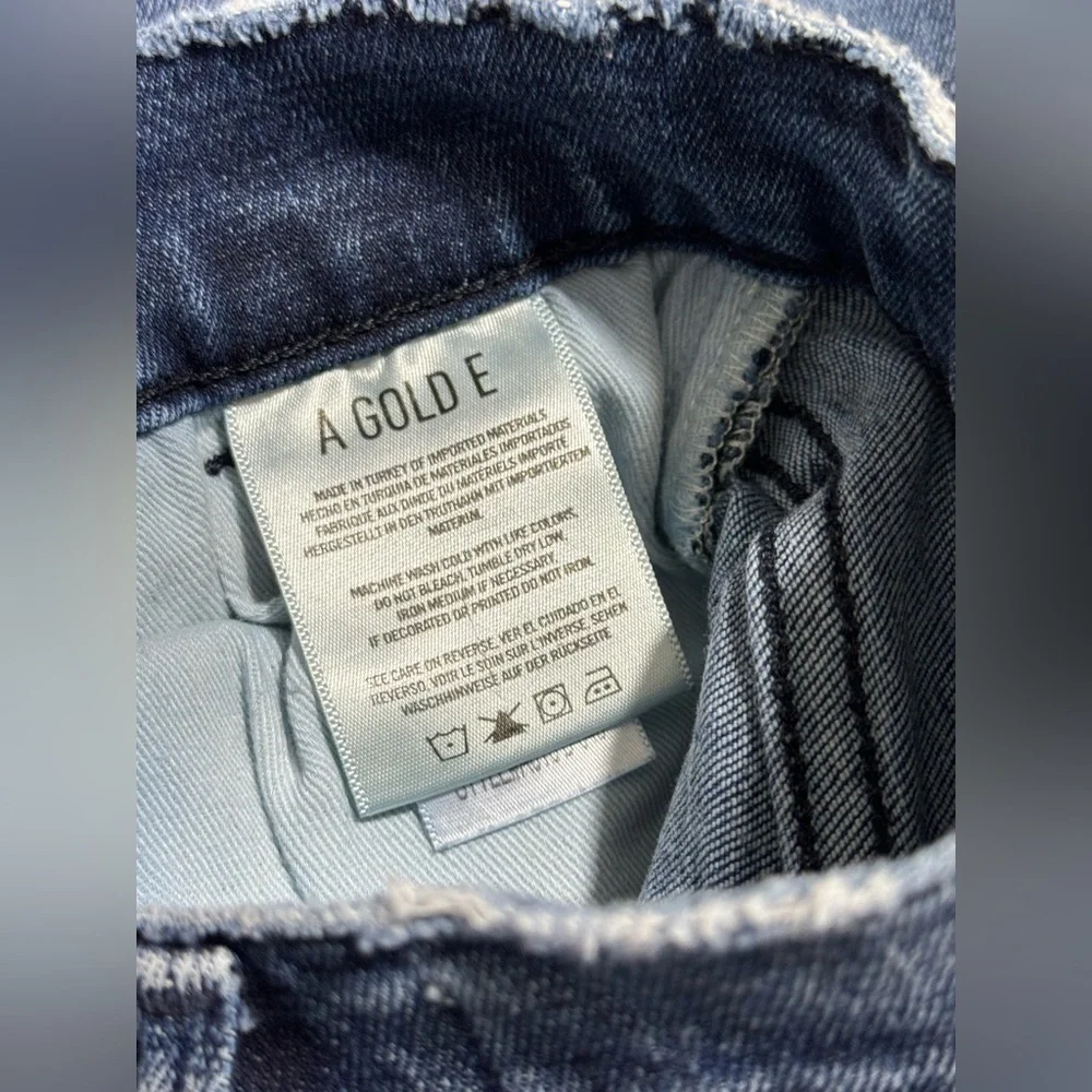 Agolde Sophie Zip Fly High Rise Distressed Frayed Hem Denim Skinny Ankle Jeans